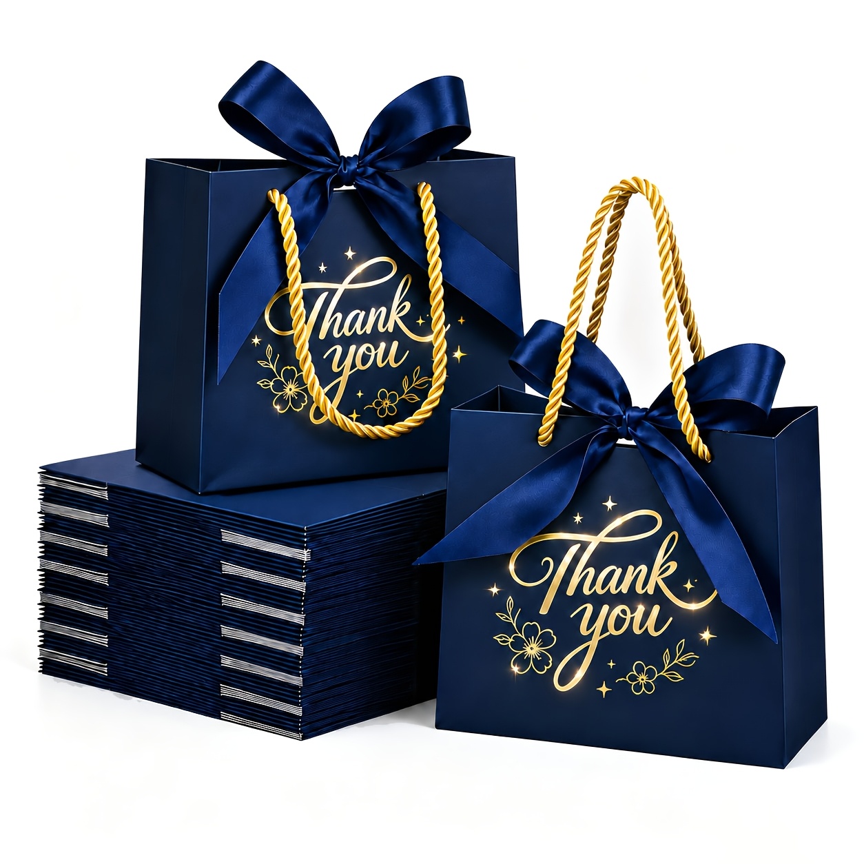 TEMU 50pcs Small Thank You Gift Bags With Handles, 5.5 X 2.5 X 4.7 Inch Party Favor Bags For Bridal Showers, Birthday Celebrations, Baby Showers,