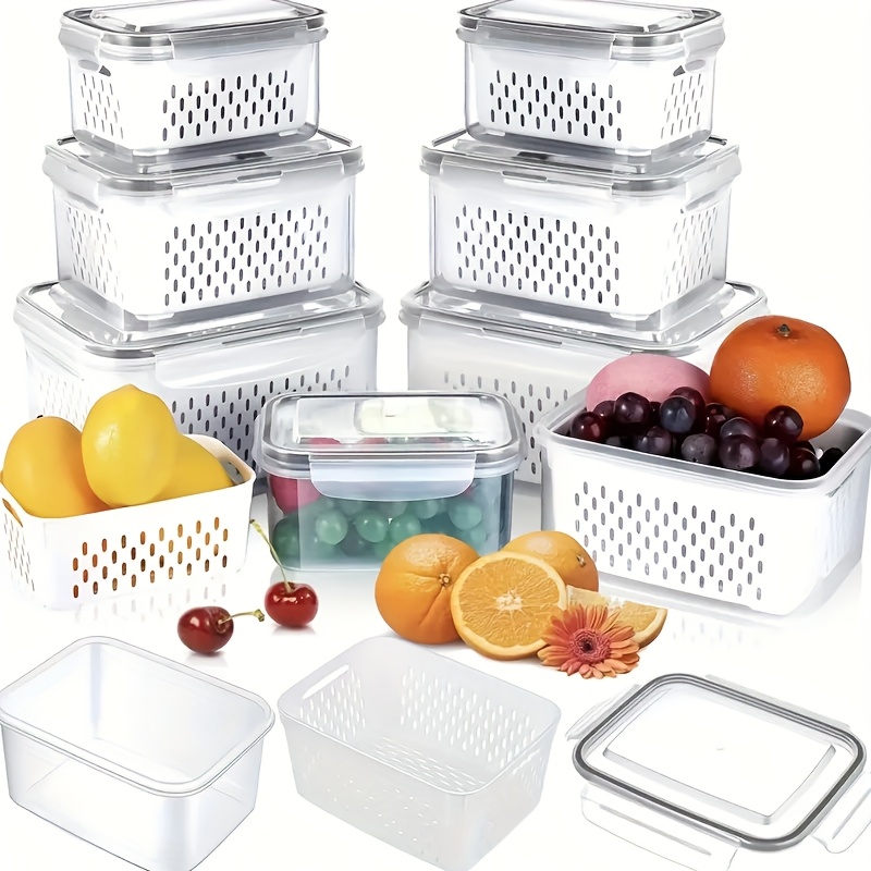 

6pcs Bpa-free Polypropylene Food Storage Container Set With - Reusable, Airtight, Stackable Kitchen Organizers For Fruits, Vegetables, Dry Food - , Food-safe Material