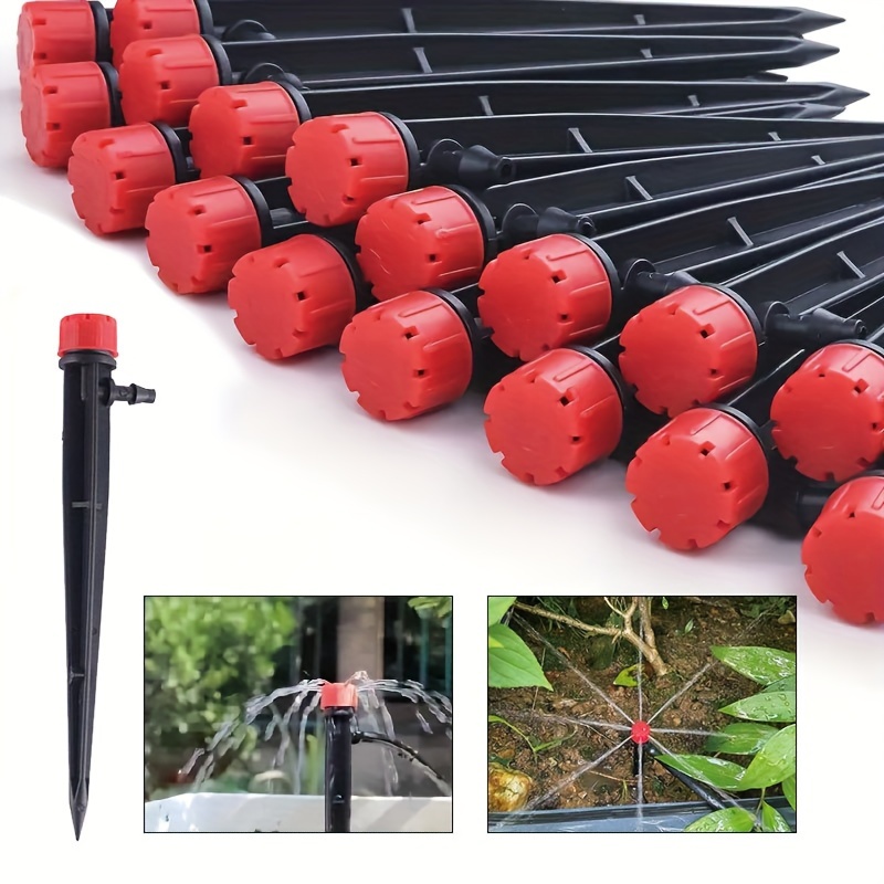 

50pcs Drip Emitters For 1/4" Drip Irrigation Tubing, Adjustable Irrigation " Arrow Stake, Garden Water Flow Spray Heads Parts For (4-7mm) Watering System.