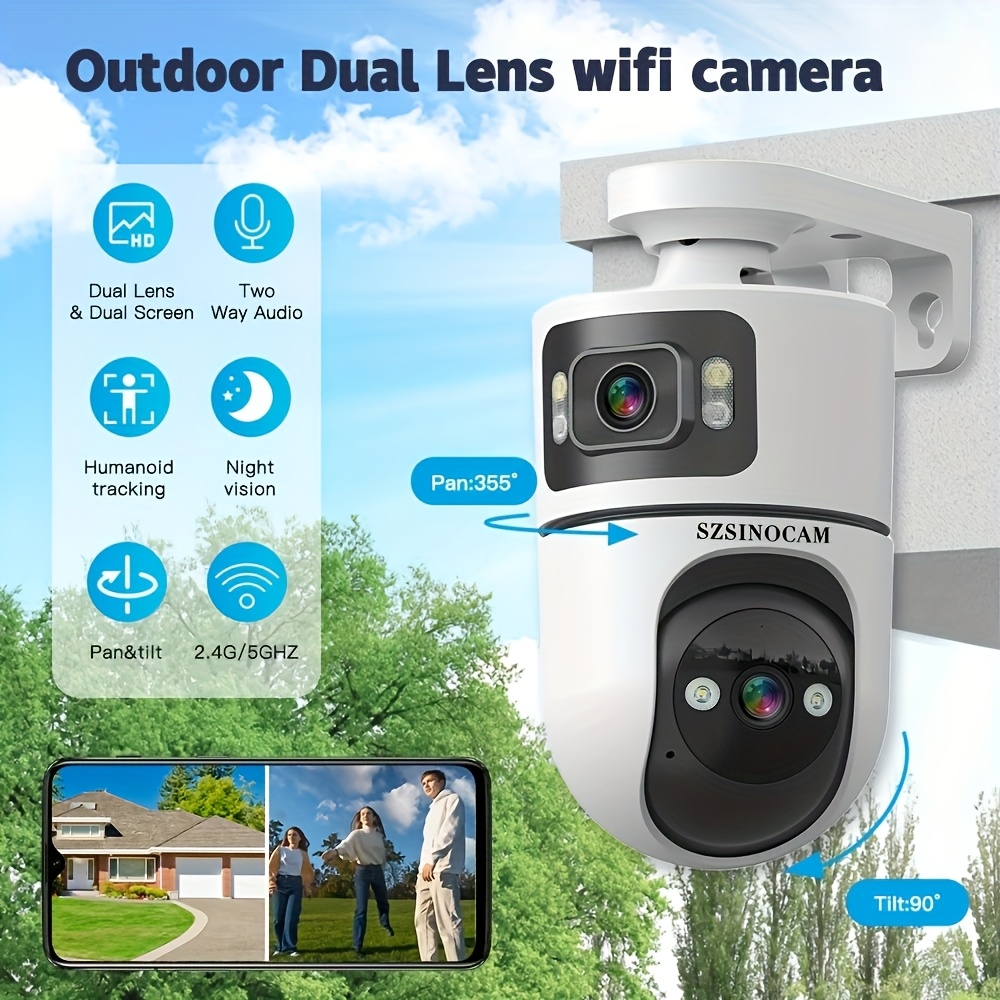 TEMU [Caméra de Sécurité PTZ 4K] 4K QHD avec Alarme Projecteur, Détection de Mouvement PIR, Vision en Couleur, Audio Bidirectionnel, Un Appareil =