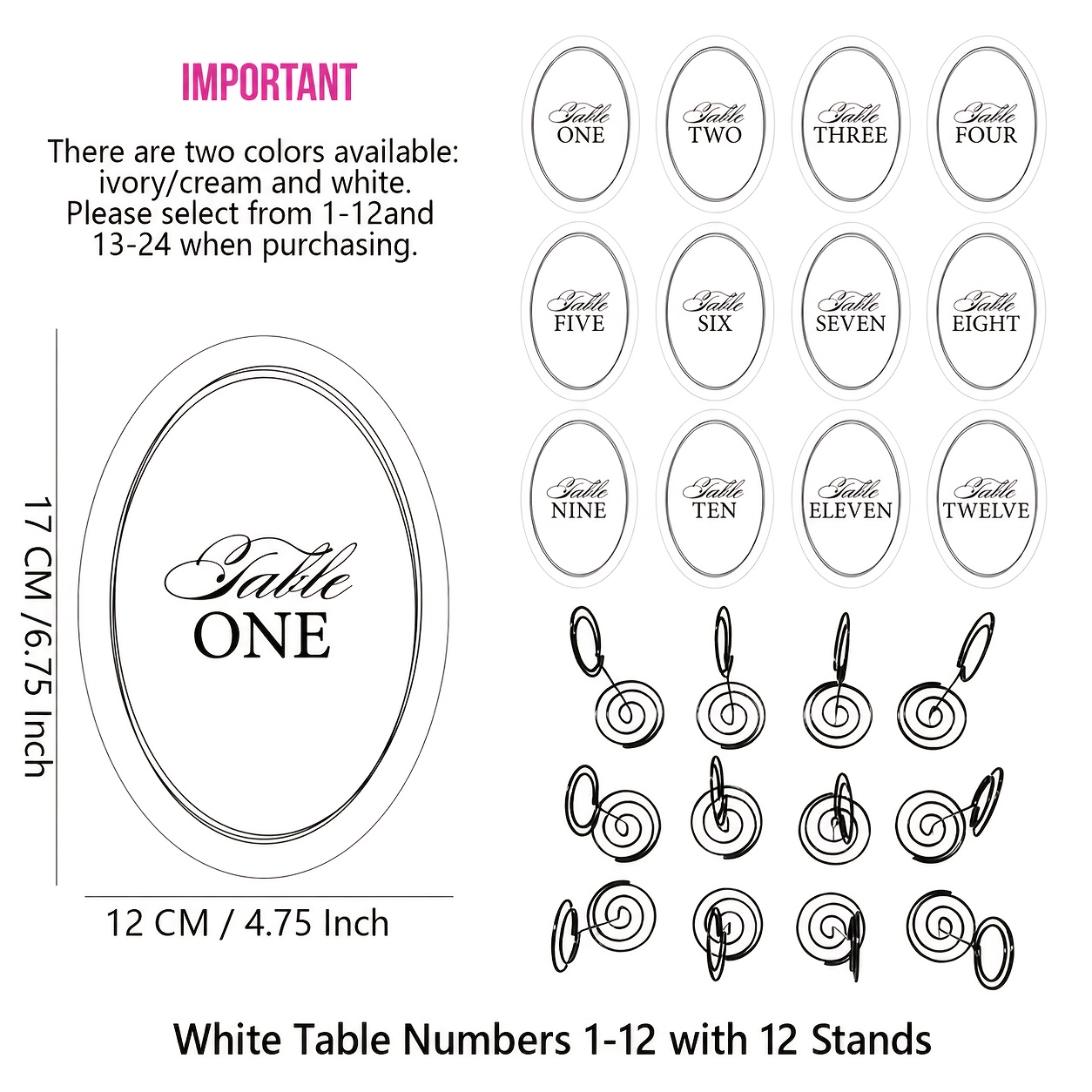 TEMU White Or Ivory/cream Oval Wedding Table Number Cards With Stands. Paper Table Number Cards Are Suitable For Wedding Receptions, Events, Table