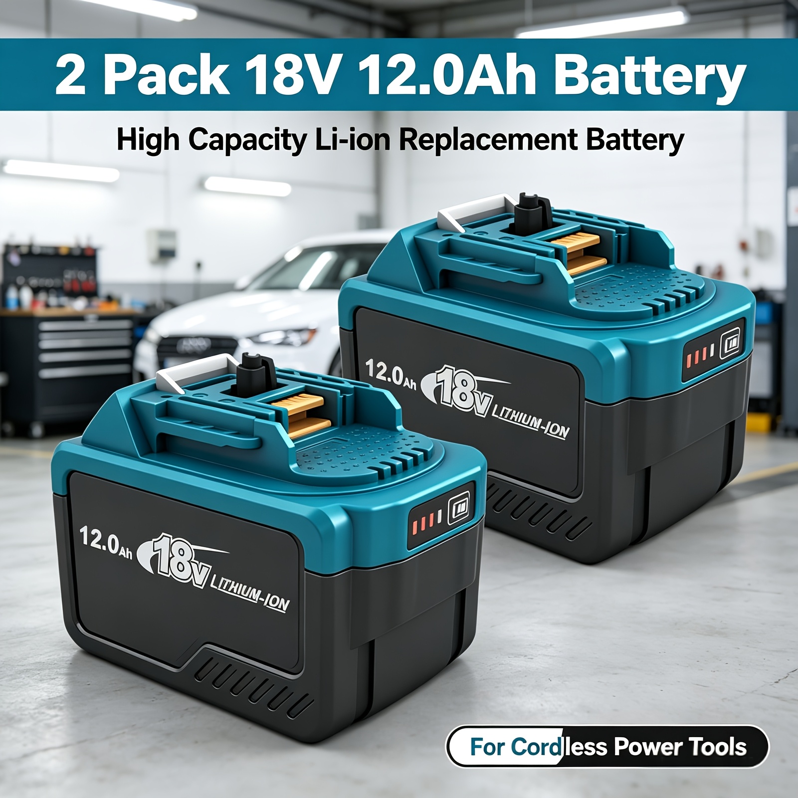 2 Pack 12.0a Replacement For Makita 18v Battery, Application To Cordless Power Tools Battery Bl1820, Bl1830, Bl1840, Bl1850, Bl1860, Bl1830b, Bl1840b, Bl1850b, Bl1860b With Led Indicator