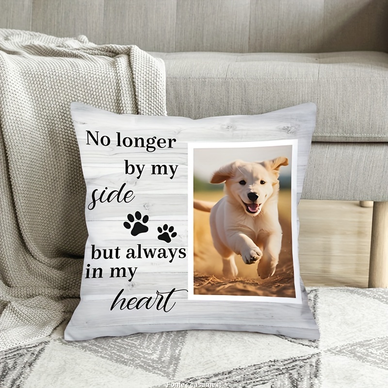 

Custom Pet Memorial Throw Pillow - Double-sided, Personalized , 18x18 Inch, Linen Cover With Zipper Closure - Perfect Sympathy & Loss Gift For Dogs And Cats