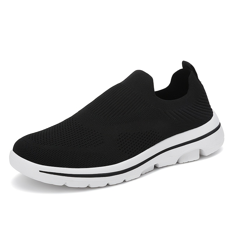 TEMU Men's Slip-on Flat Shoes, Solid Color Breathable Knit Sneakers, Suitable For Outdoor Activities, Thickened Lightweight Casual Shoes, Summer,