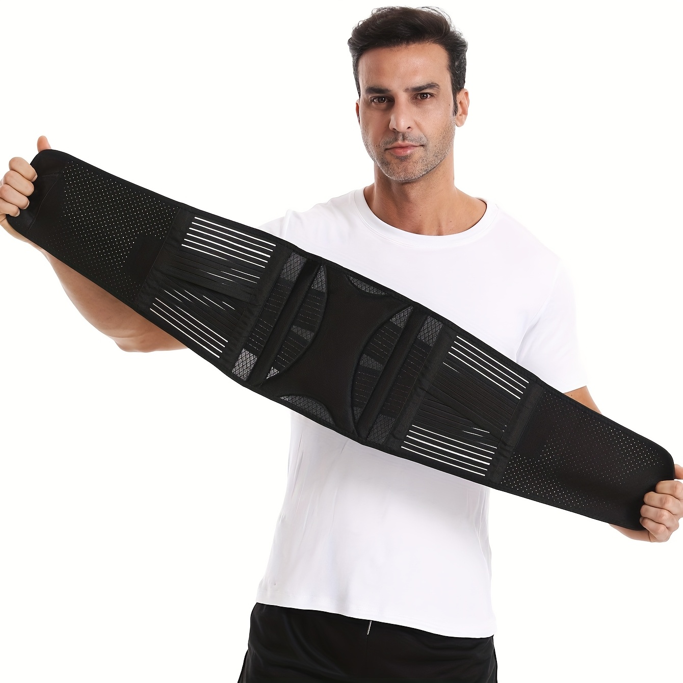 sports support   adjustable elastic double straps compression labor waist belt mesh breathable fitness waist belt