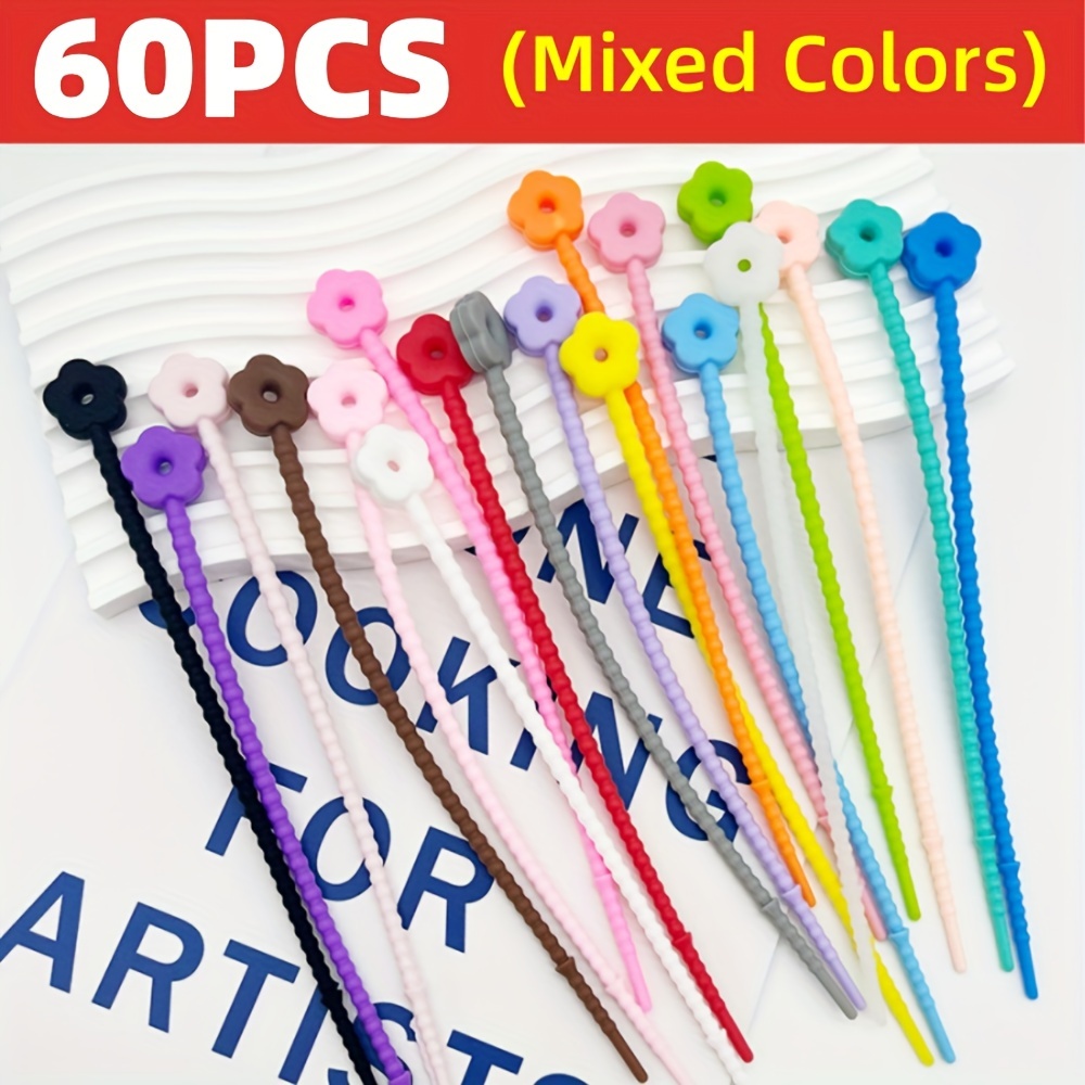 TEMU de silicona con forma de flores disponibles en paquetes de 10, 30 o 60, perfectas para organizar cables de carga, cables electrónicos e para