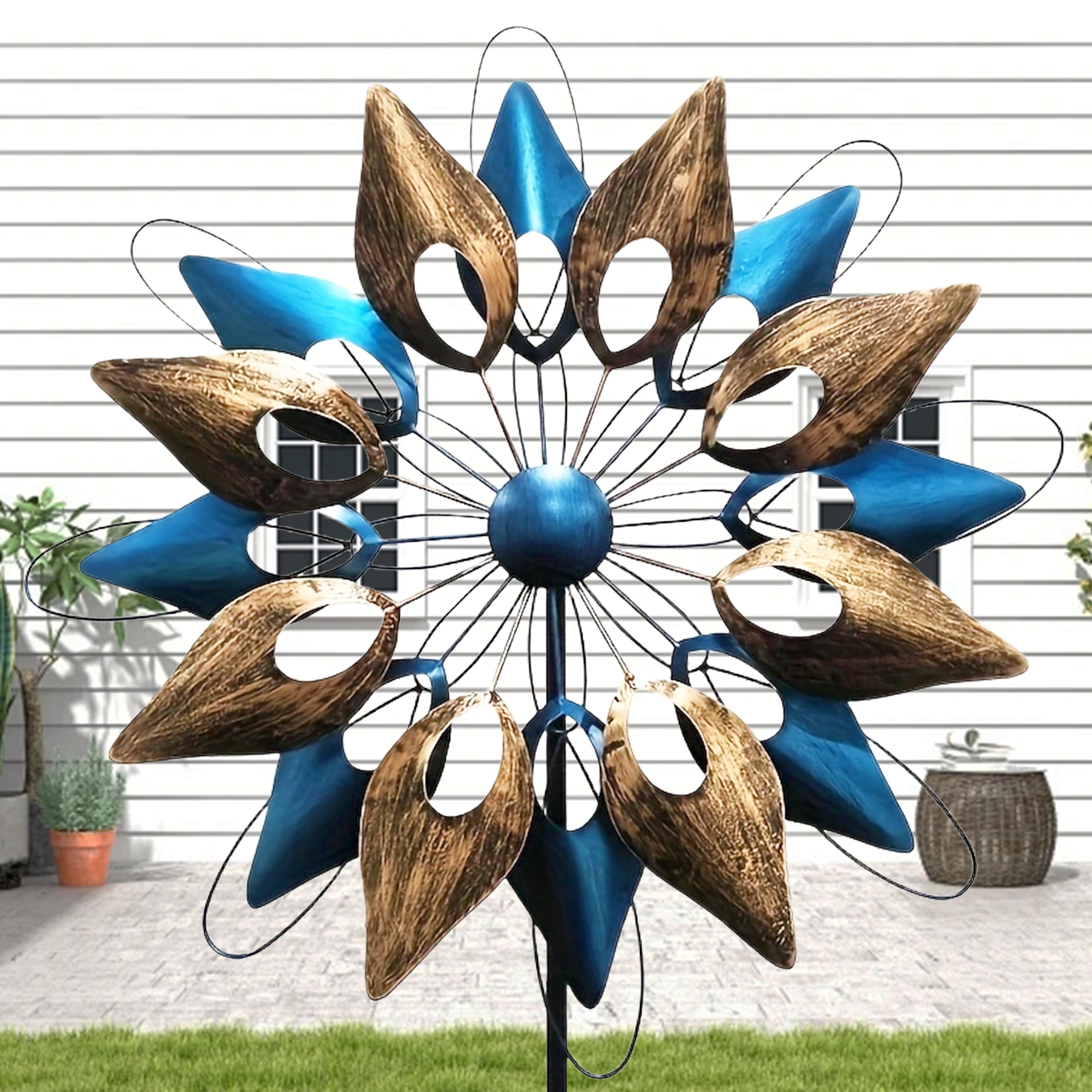 1pc, Unique & Magical Metal Windmill, Metal 3d Wind Spinner Outdoor Kinetic Wind