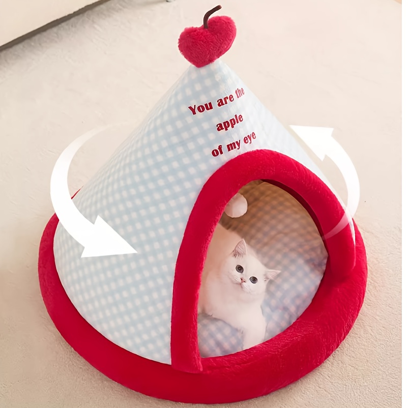   universal cat tent house shaped foldable pet bed with   for small dogs and kittens   mat comfortable breathable Product details 0