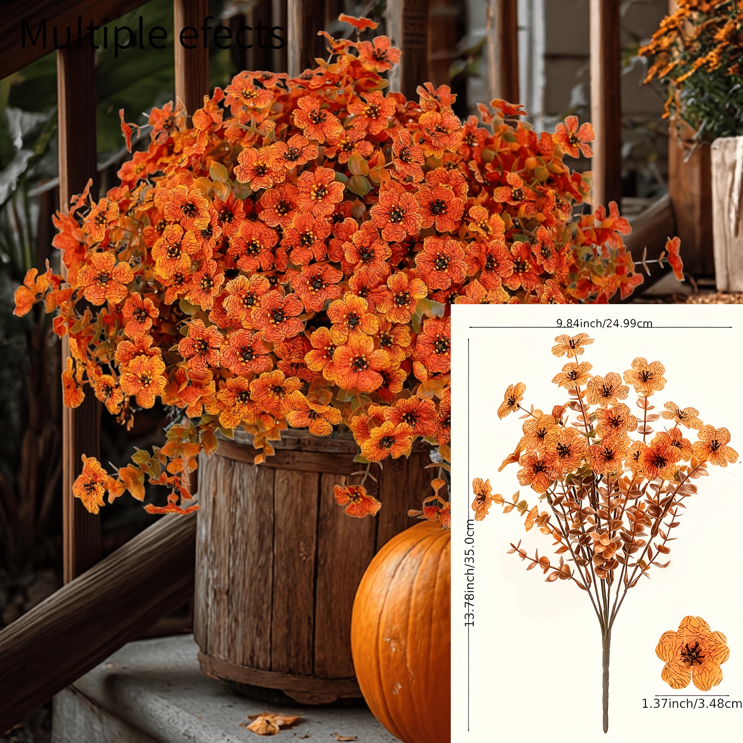 TEMU 3 Mazzi di Fiori Artificiali Autunnali, Crisantemi Simulati da Esterno, Resistenti ai UV, Colorati Durevole - Adatti per Verande, , Davanzali,