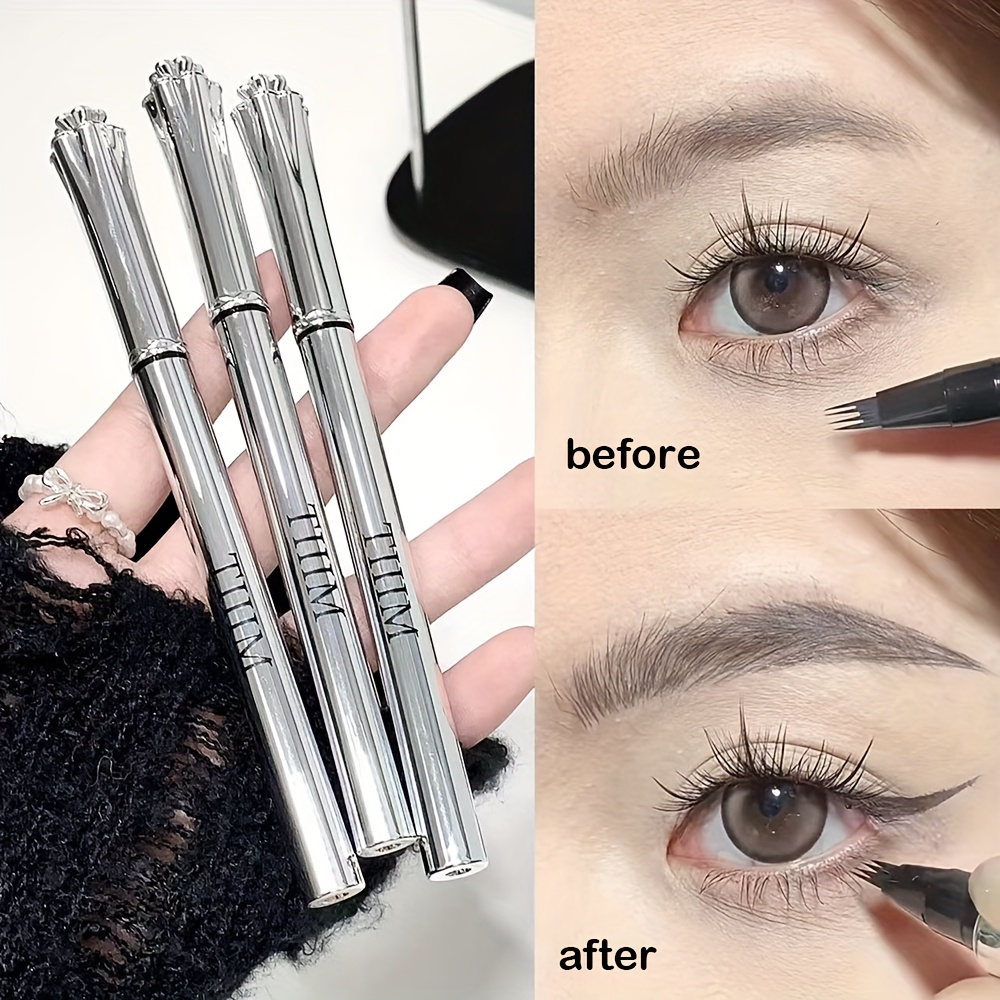24pcs 4 in 1 liquid eyebrow pencil waterproof   liner smudge proof long lasting ultra fine tip beginner friendly