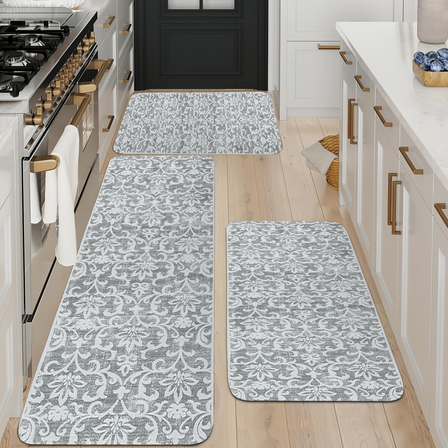 

2/3pcs Bohemian Style Non-slip Kitchen Mats, 10mm , 18d Density, Oil-proof, Waterproof, Machine Washable, Stain Resistant, Lightweight, Low Pile, Polyester .00