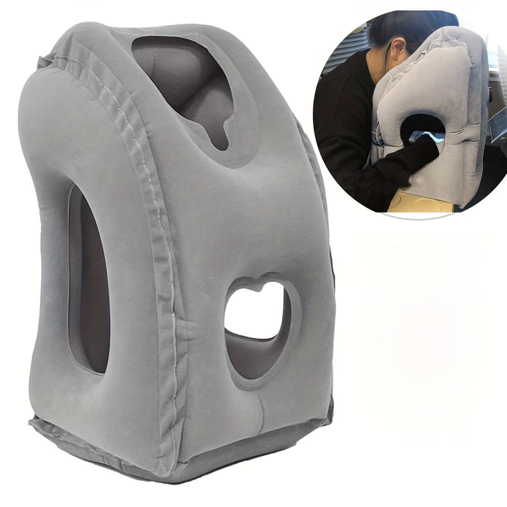 Image of Space-themed Multi-functional Inflatable Travel Pillow 14+, Suitable For Airplanes, Cars, And Trains, Ergonomic Multi-angle Support With Snap Closure, Hand Washable Pvc Neck Pillow With Portable Bag