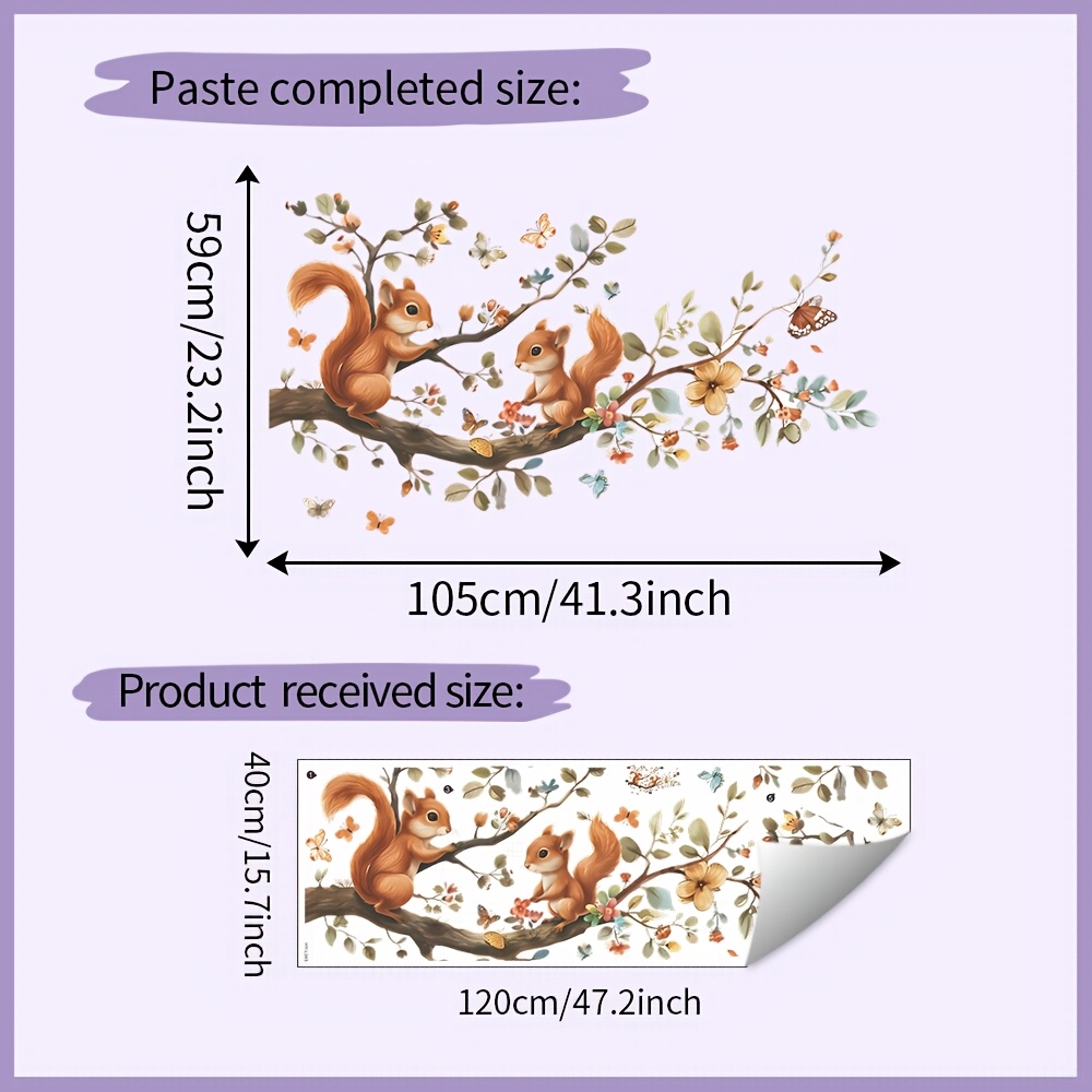 A Wall Sticker Featuring 2 On A Branch, Removable And Waterproof Pvc Material, Suitable For Living Rooms, Bedrooms, Wall Decoration, And Home Decor, Measuring 15.7*47.2 Inches