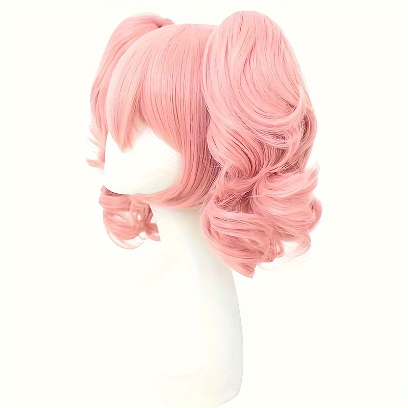 TEMU A 30cm Split Pink Double Ponytail Wig For Cosplay, Suitable For Events Like Parties, Comic , And Role-playing Activities