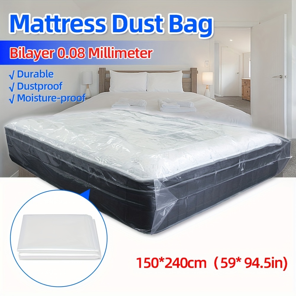 

1pc Waterproof Mattress Dust Bag Protector, 150x240cm Heavy Duty Pe Plastic Film Cover, Moisture-proof, , Spot-clean, Transparent Moving And Storage Dustproof Bag