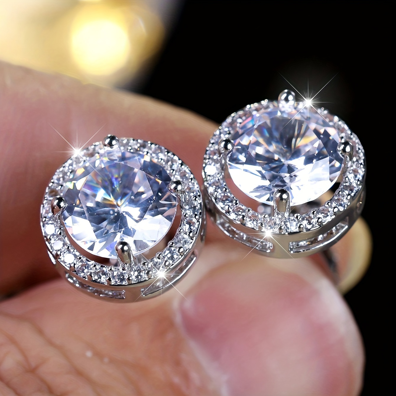 Round Zirconia Clip On Earrings for Wedding Dating