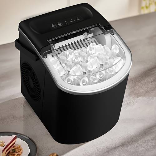 countertop ice maker with handle 26 of ice in 24 hours 9 blocks of ice in self cleaning portable ice maker with basket and scoop for home kitchen camping rv black