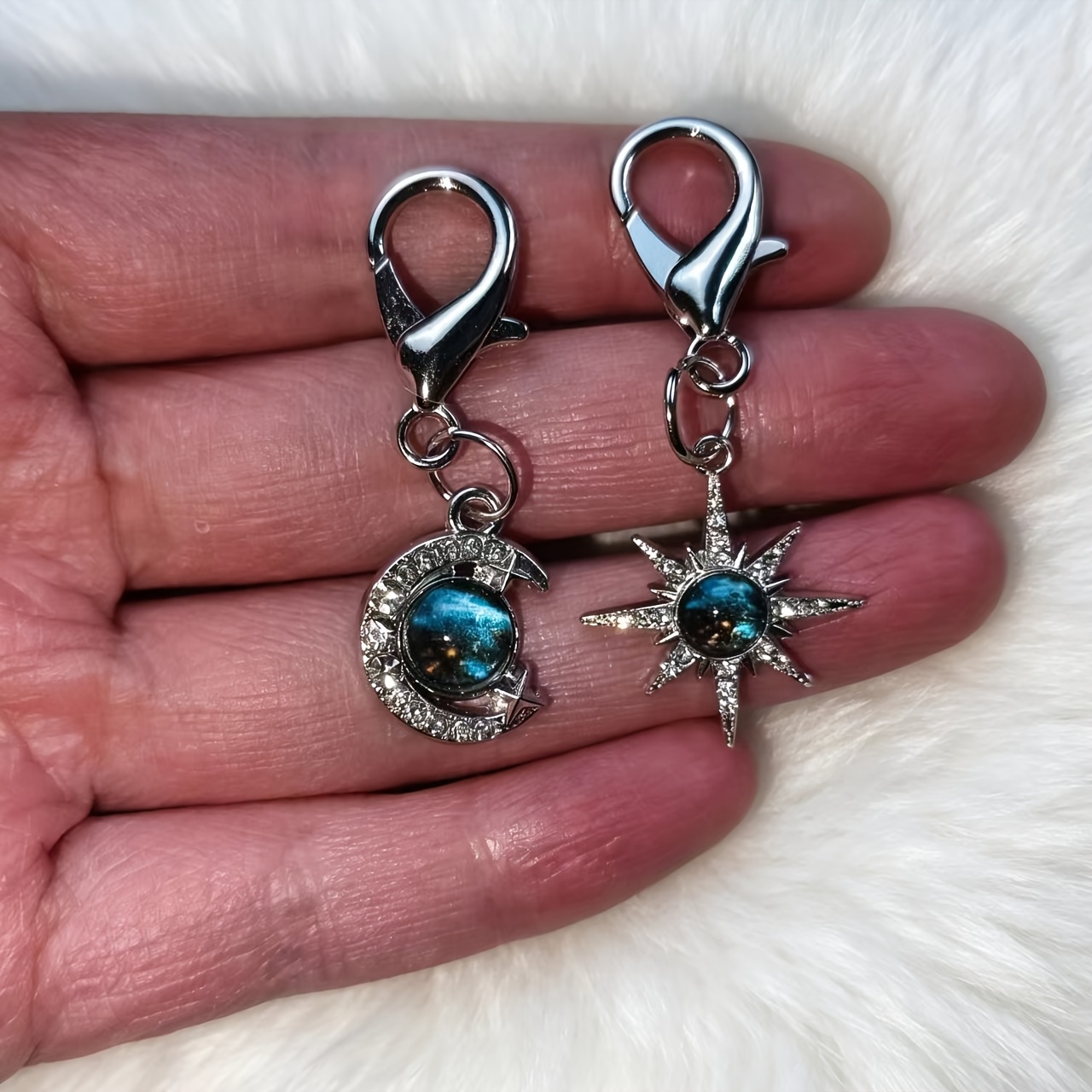 Celestial Sun, Moon & Star Bag Charm, Zinc Alloy Keychain