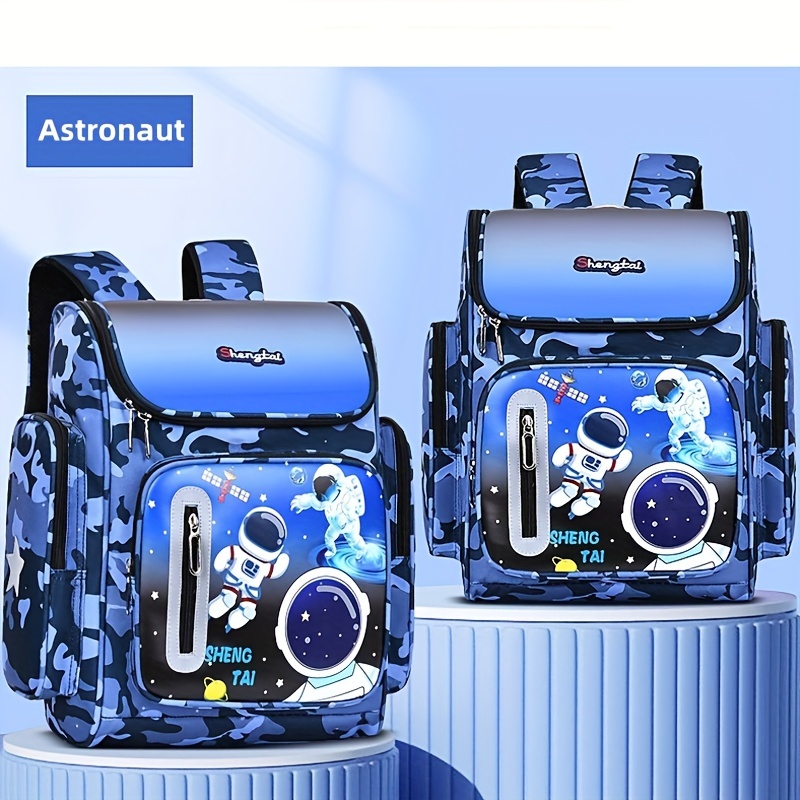 

1pc Astronaut Print School Backpack, Large Capacity Waterproof Lightweight Schoolbag