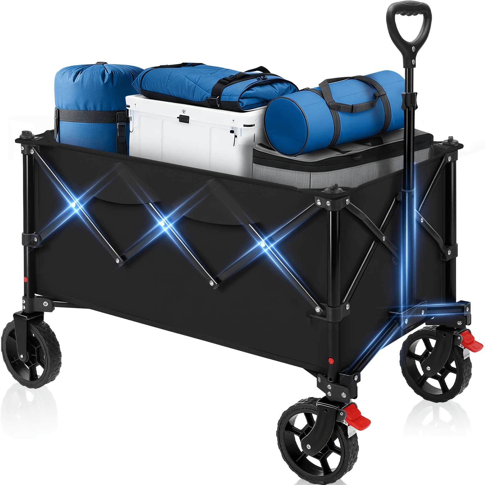 Xl Foldable Handcart, 135l, 120kg, Hand Trolley With Tyres, Patented Folding From , Adjustable Handle