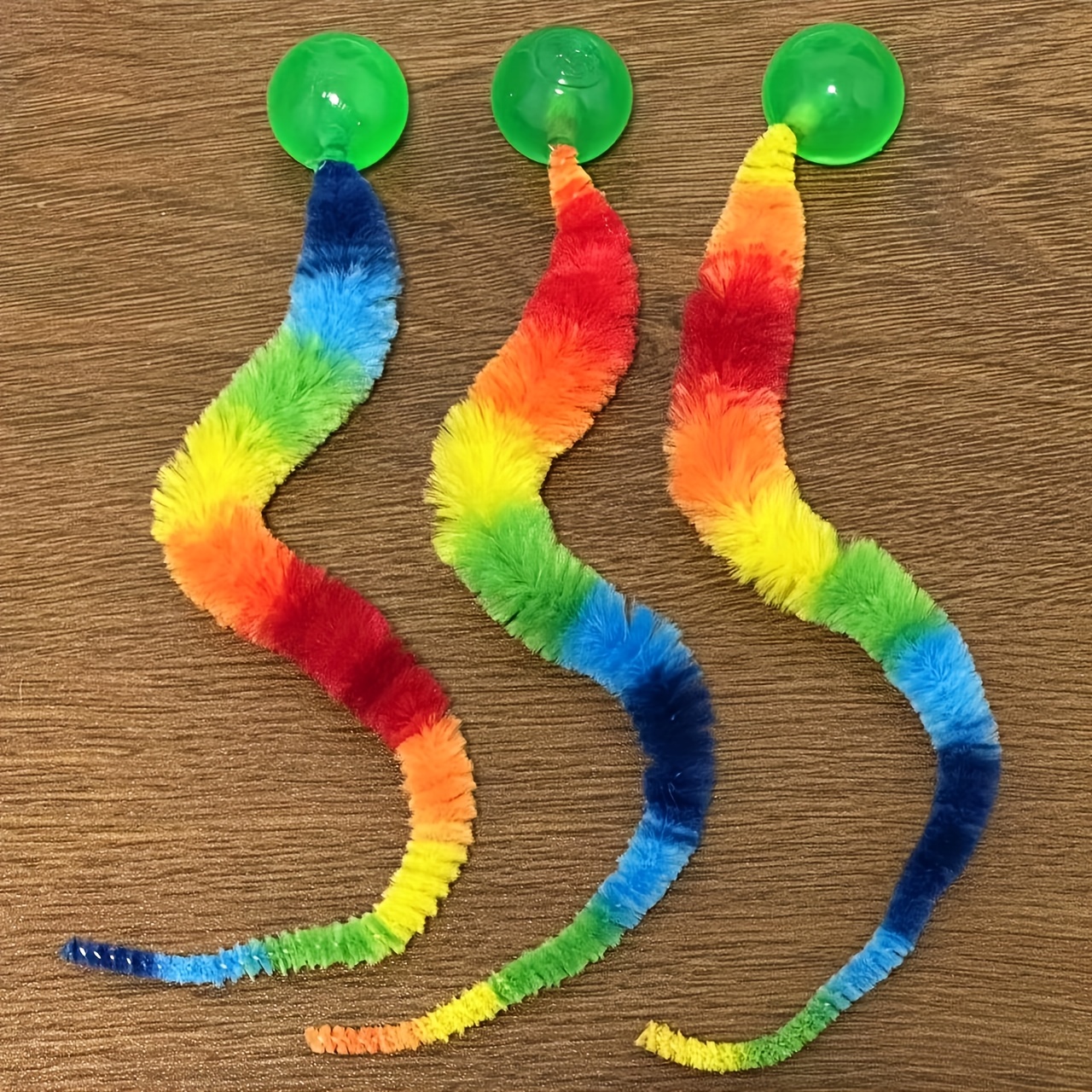 

1pc Rainbow For Bouncy Ball Cat Toy, Polyester Worm Pet Cat Toy - Non-electric