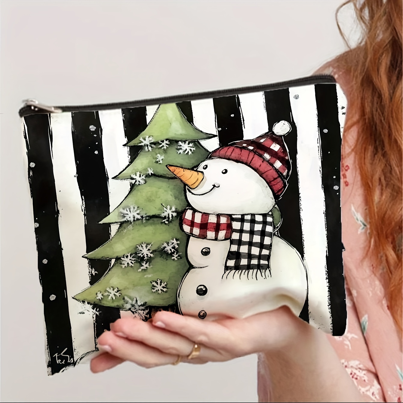 

Christmas Cosmetic Bag Snowman & , -free Polyester Makeup For & - For , , And