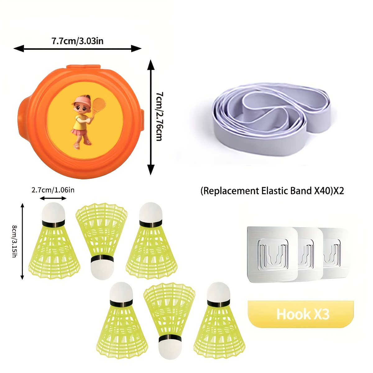 TEMU 1pc Professional Badminton Training Set - With Multiple Badminton And Elastic Rope, Professional Equipment For Badminton Practice, Length