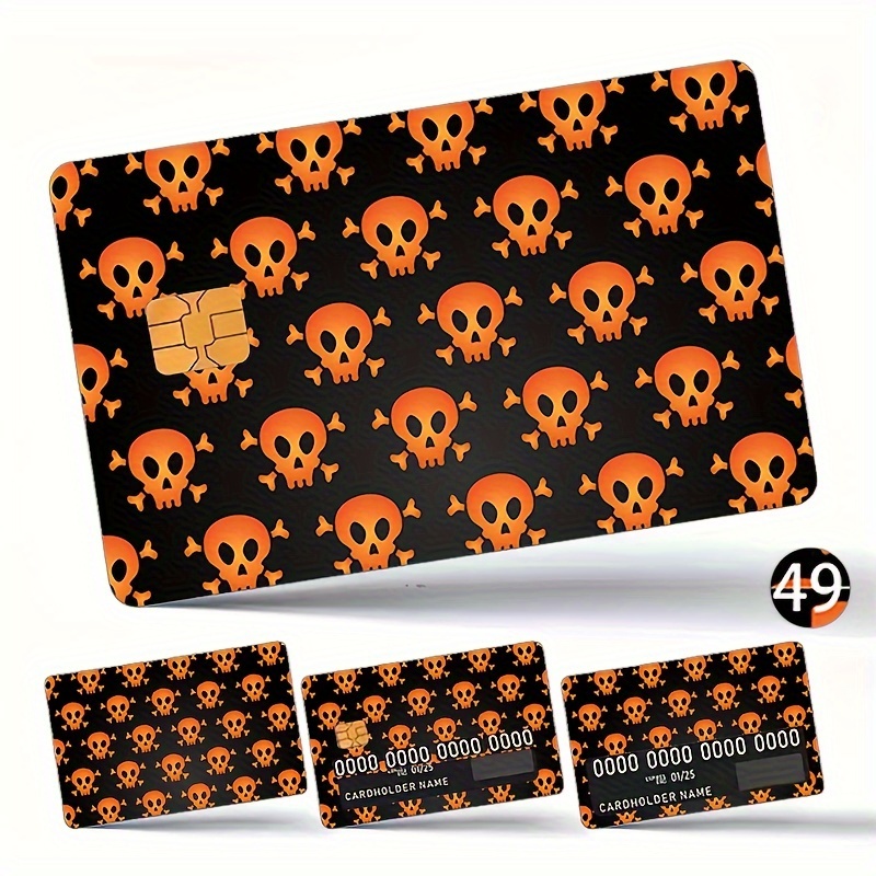 

Pvc Card Protector Sticker Set, 4pcs Credit Debit Card Skins With Skull Design, & Remove, Waterproof & -resistant Card Cases - Non-braided, Decoration