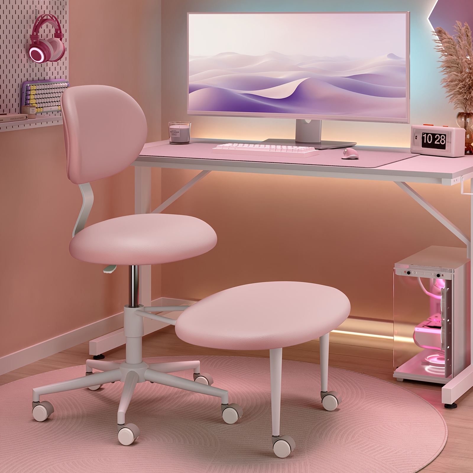 Pinmoco Ergonomic Cross Legged Office Chair, ADHD Must Have, 4 Inch Extra Thick , Strong Lumbar Support, Height-Adjustable , 360° Swivel Meditation Chair with Footrest, Yoga Chair, Christmas Gift for Fidgety Sitter And Yoga Lover