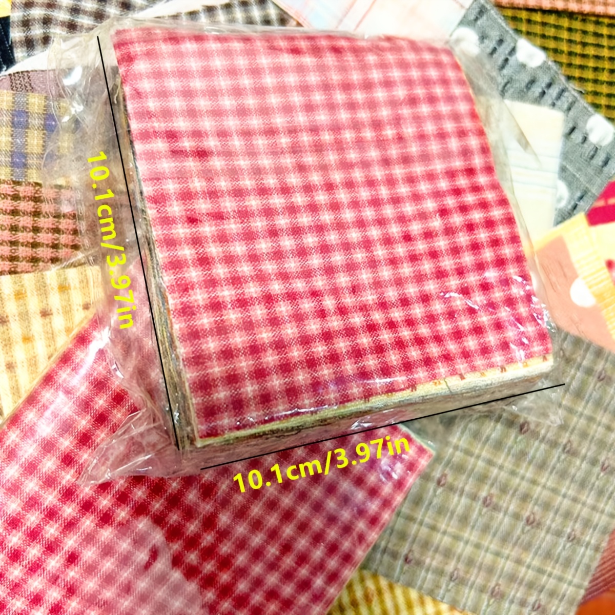 TEMU 50pcs Pre-cut Fabric Squares 3.97"x3.97" - Colorful Plaid Patterns For Diy Crafts, Sewing Projects, Scrapbooking - Ideal For Handmade Bags &