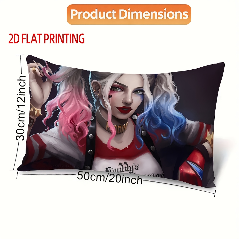 TEMU Wb H- 1pc 2d Printed Rectangular Pillowcase, Size 30x50cm/12x20inch - Double-sided Print, Zip Closure, Polyester, Machine Washable, Office,