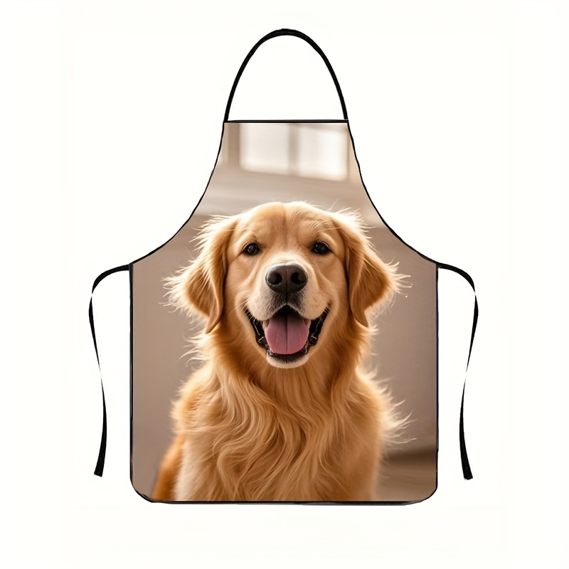 TEMU 1pc Cute Golden Retriever Dog Print Apron - Perfect For Cooking, Baking, And Kitchen Fun