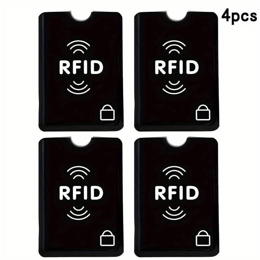 4 RFID držala za kartice, črni RFID brni etuiji za kreditne kartice, set RFID zaščitnih etuijev za identifikacijske kartice za ženske in moške