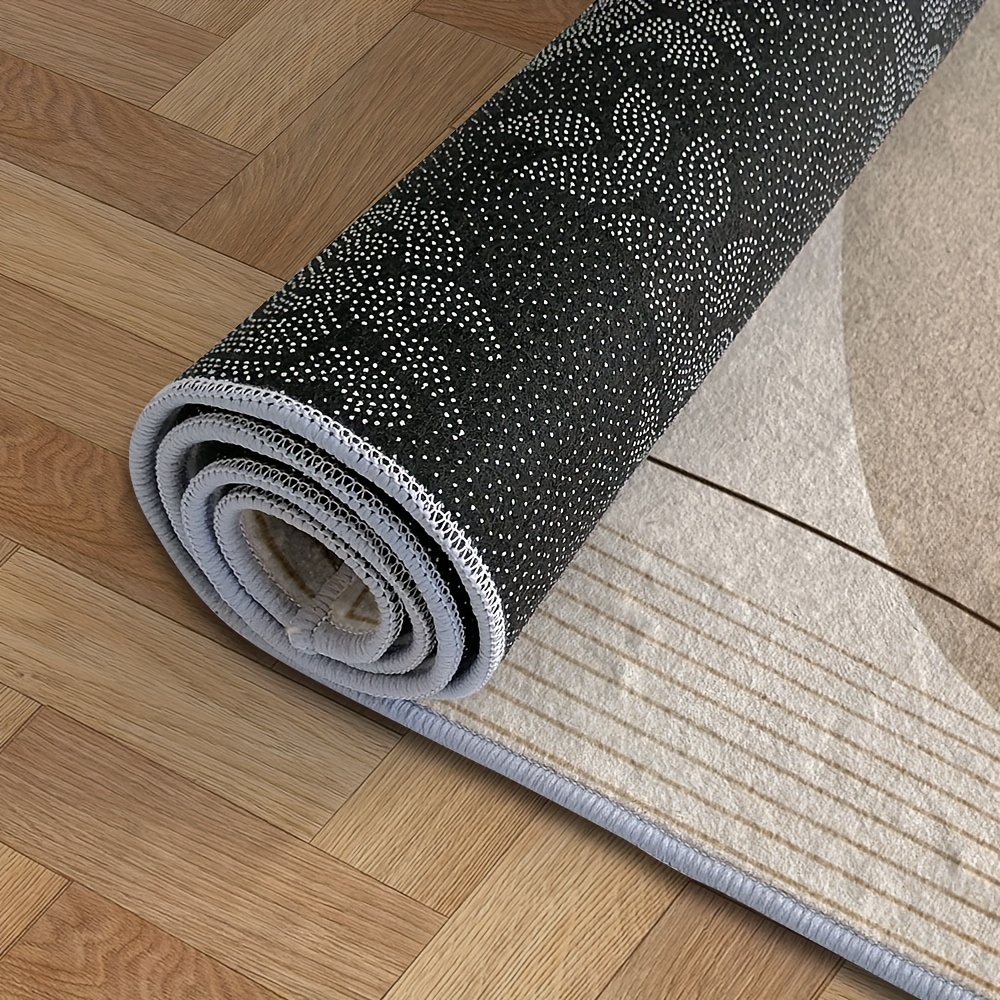 Velvet Area Rug - Soft, Machine Washable | Suitable for Living Room, Bedroom, Office Decor - Beige Geometric Pattern Design, Lightweight Home Carpet, Multiple Sizes Available