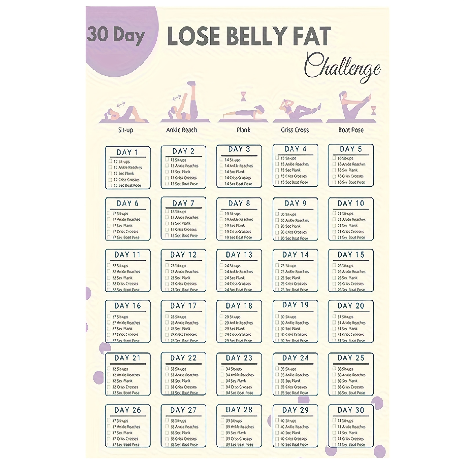 

Room Decor 1pc, 30-day Belly Fat Loss Workout Plan, Fitness Schedule, Flat Abs Exercise Routine, Office Student Paper, Stomach Toning Activity Poster, 12x18inch