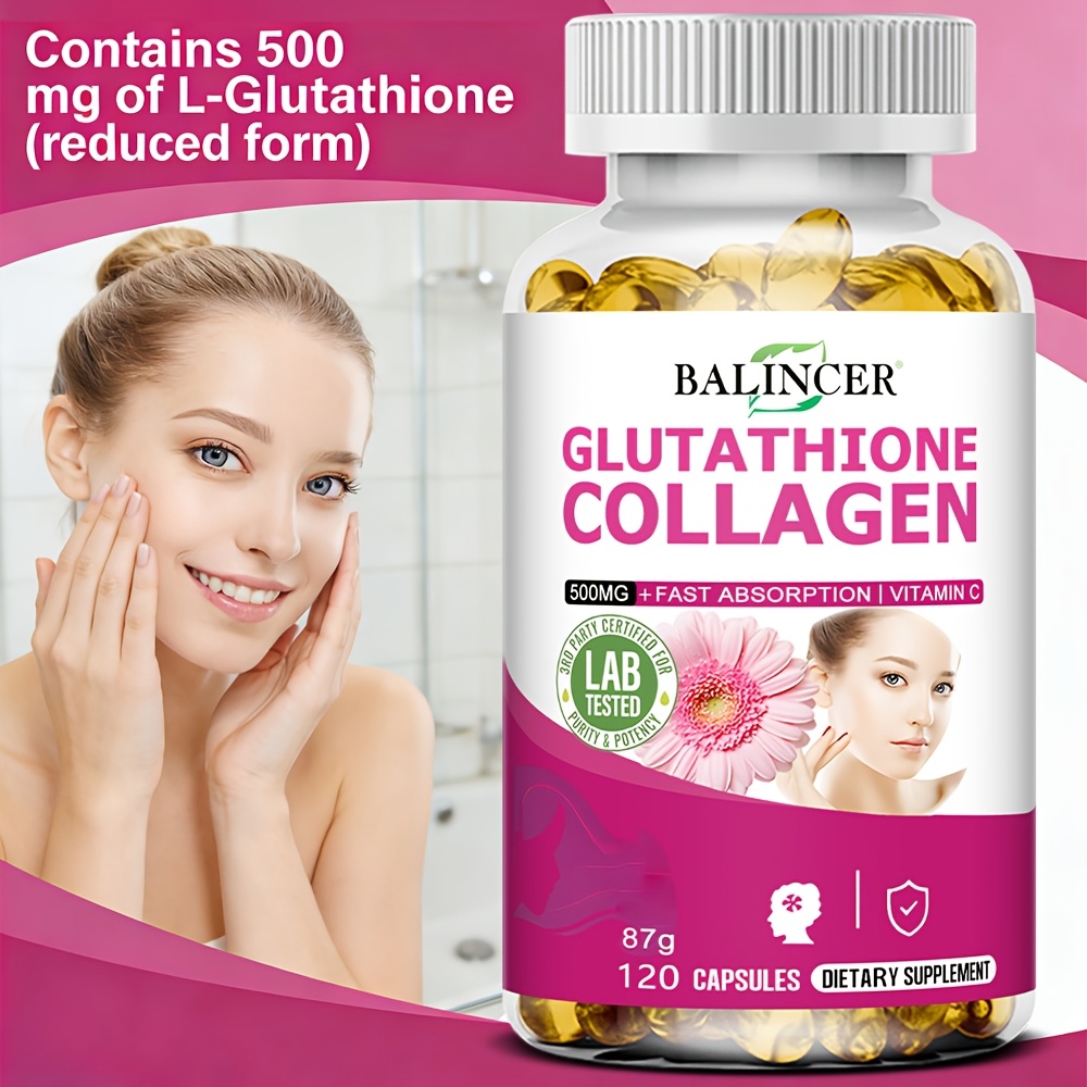 3 Bottles L-Glutathione and Collagen Supplement