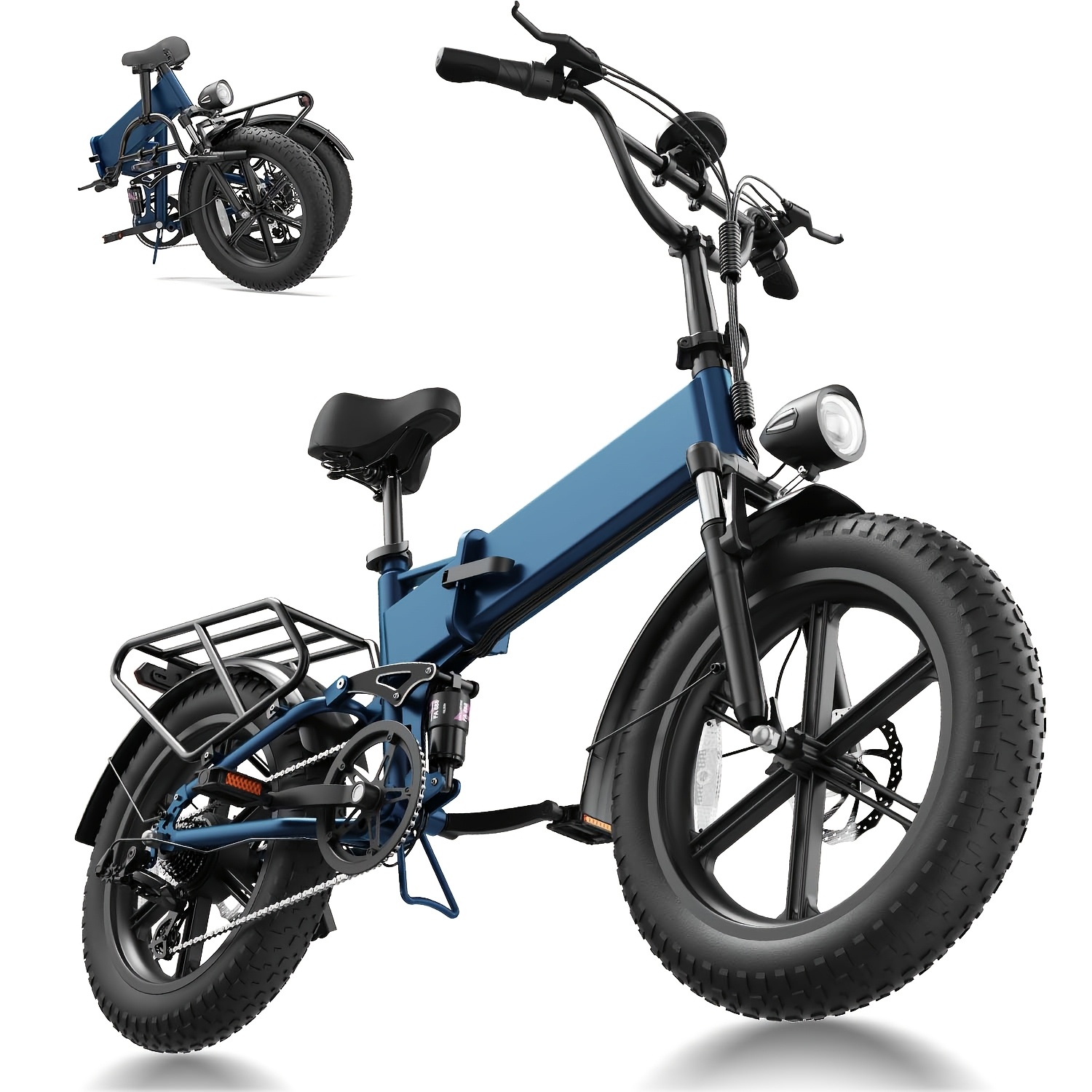 T5 Electric Bike For Adults | 250w Eu Motor & Giant 48v Removable Battery | Full Suspension & 4" Tires Ride | 7-speed | Perfect Off-road & City