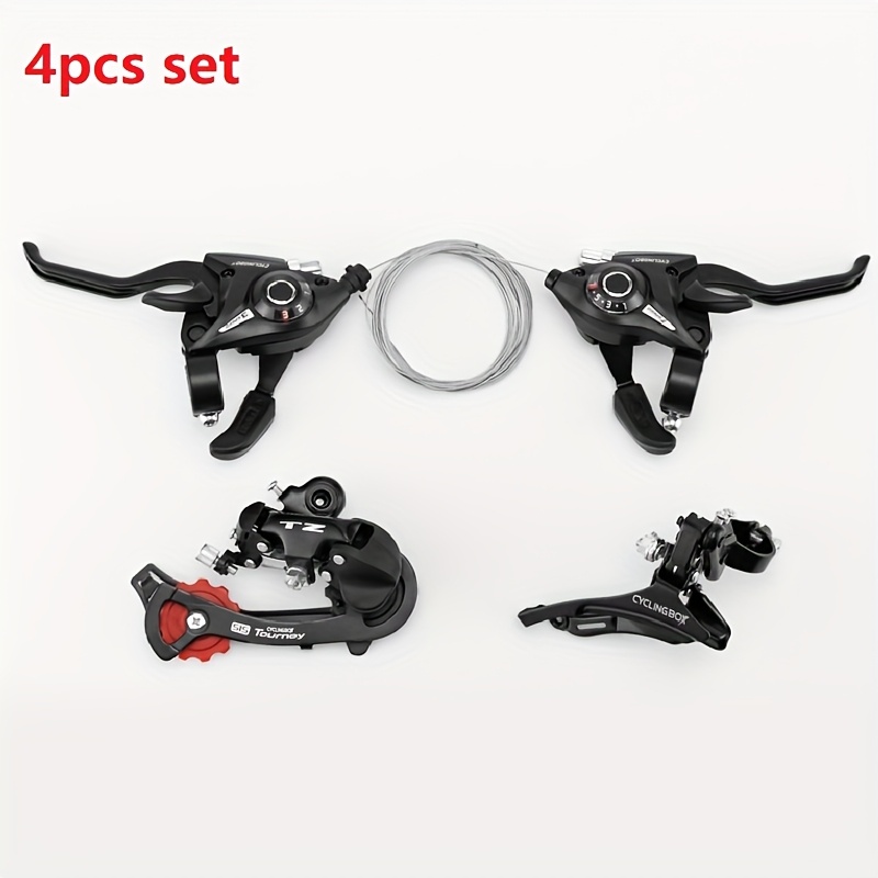 Zmoon 21 Speed Aluminum Alloy Bike Derailleurs with Gear Indicator & V-Line Brake Lever - Integrated Bicycle Shifters with Driving Cables, Compatible with Mountain, Road, BMX & Fixed Gear Bicycles, Black, Mountain Bike Accessories, Sleek Bicycle Gear, Highquality Construction