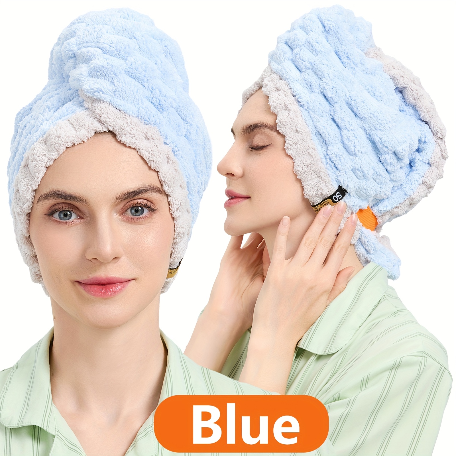 TEMU 1pc Women's Extra Large Quick-dry Hair Towel - Super Absorbent Microfiber Turban With Wide Brim, 50x70cm (19.69x27.56in) For Curly, Wavy,