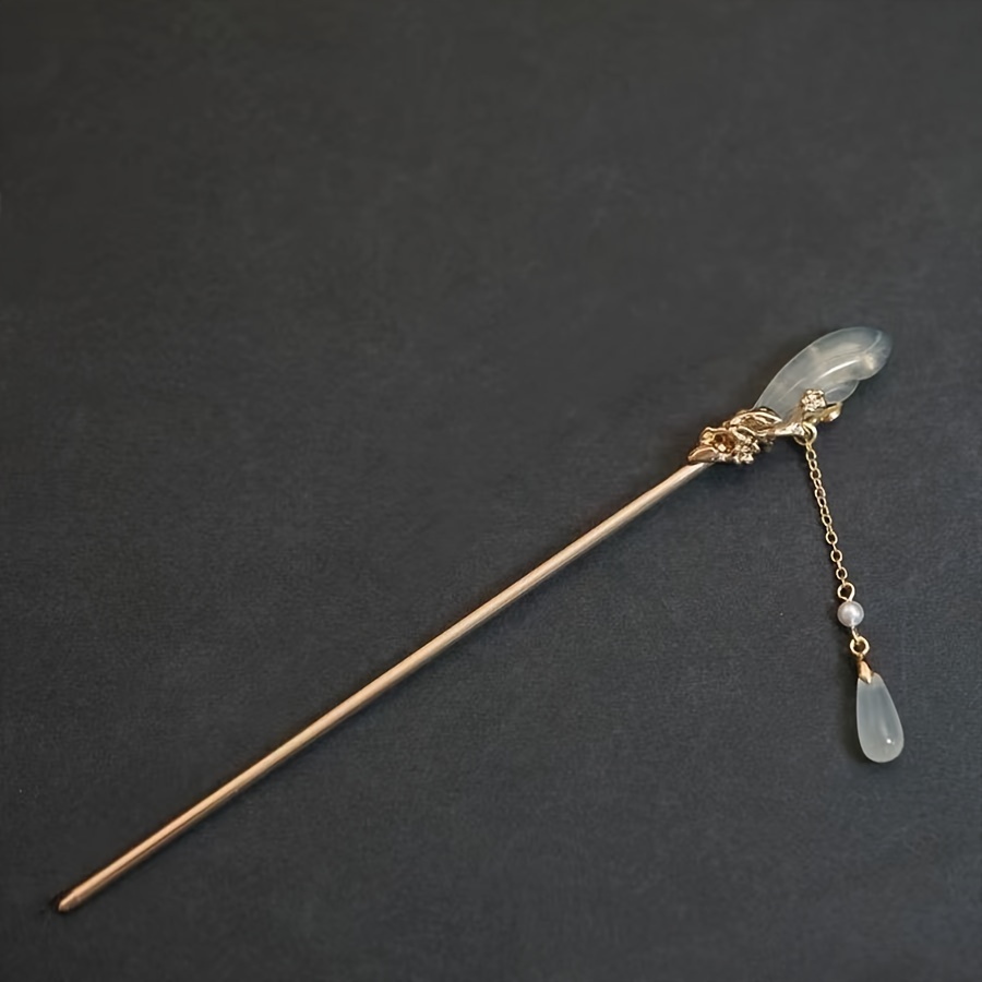 Image of Fresh Magnolia Personalized Minimalist Hairpin Temperament Ancient Style Rhinestone Tassel Hanfu Women's Hair Additions Hairpin