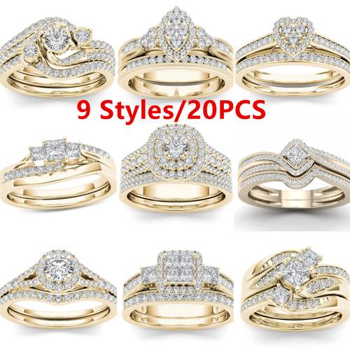 20pcs luxury classic womens multi style wedding ring set including synthetic zirconia rings daily womens clothing jewelry and accessories