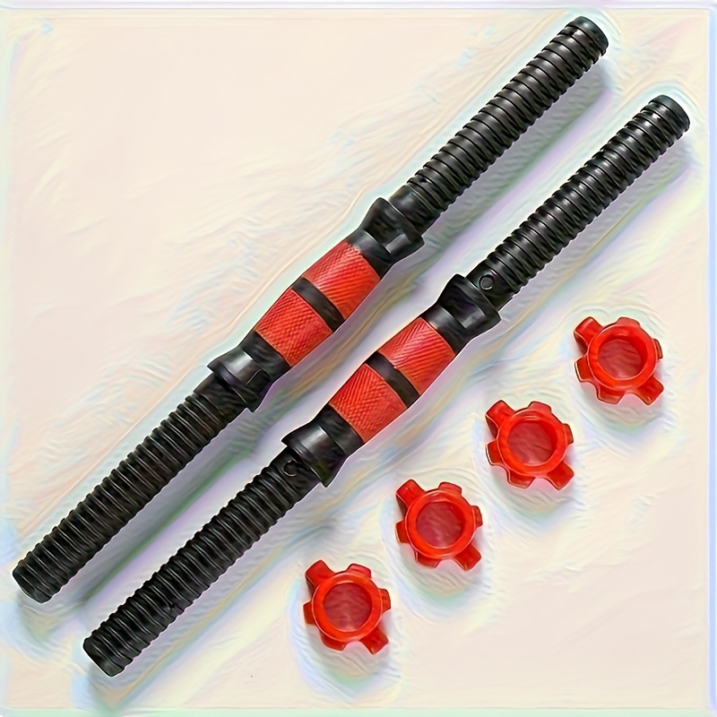 TEMU Matte Black Dumbbell Barbell With 2 Rubber-coated Rods + 4 Anti-slip Bolts, High-quality Adjustable With Sweat-absorbent – For Fitness