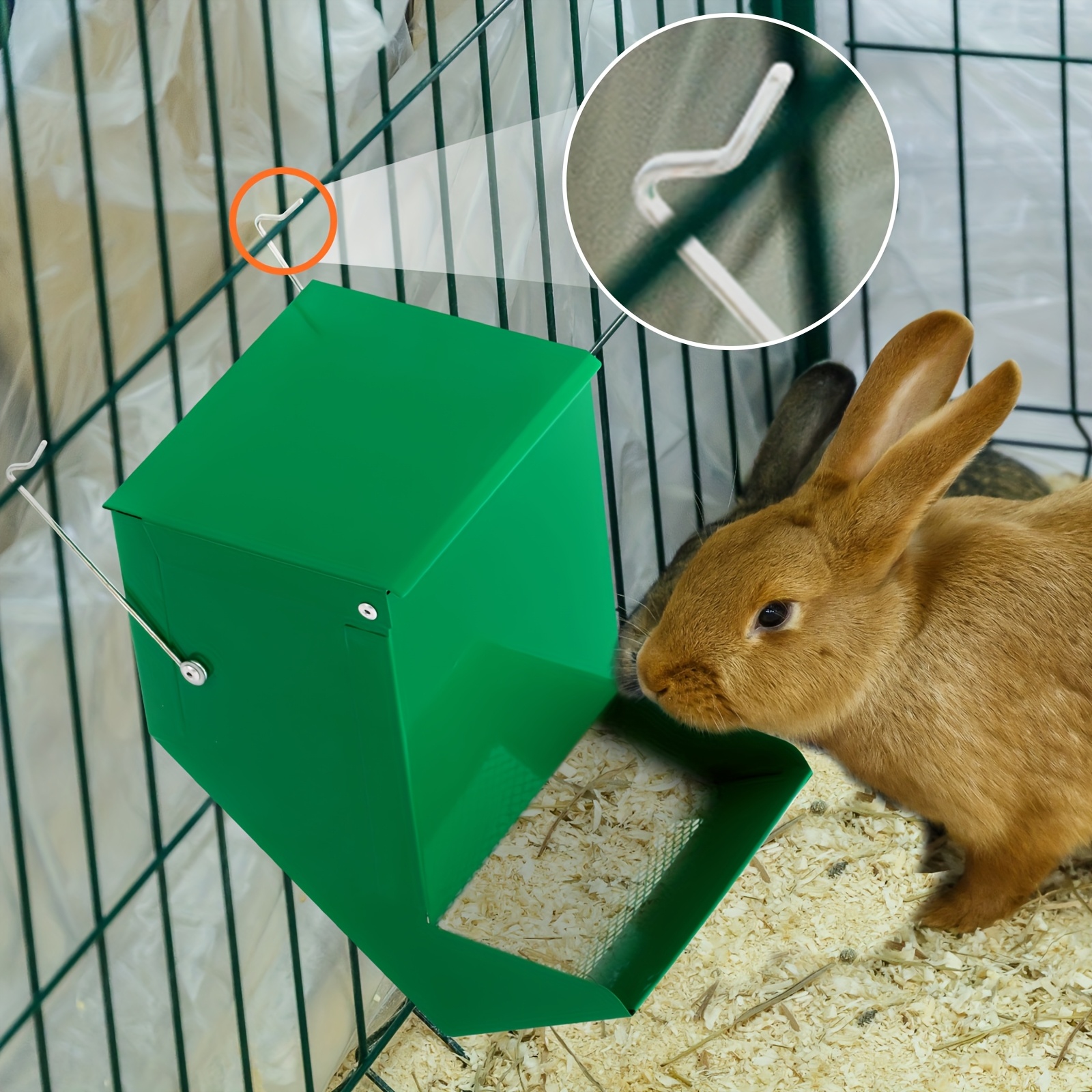 Set Of 4 Rabbit Feeders Designed For Cages, Featuring A Lid And Made Of Metal, Suitable For Outdoor Use With Guinea Pigs (4.7 Inches In Size), Without Battery