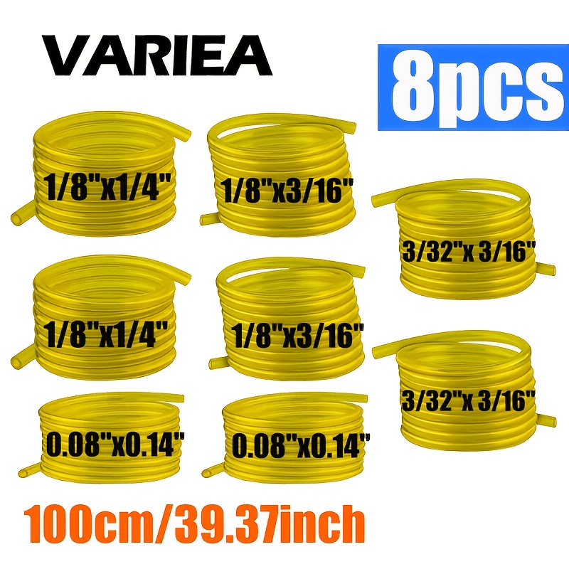 TEMU Set Tubo Carburante 8 pezzi, Quattro Misure (3Mm X 6Mm, 3Mm X 5Mm, 2.5Mm X 5Mm, 2.0Mm X 3.5Mm), 2 pezzi di Ciascuna Misura. Compatibile con