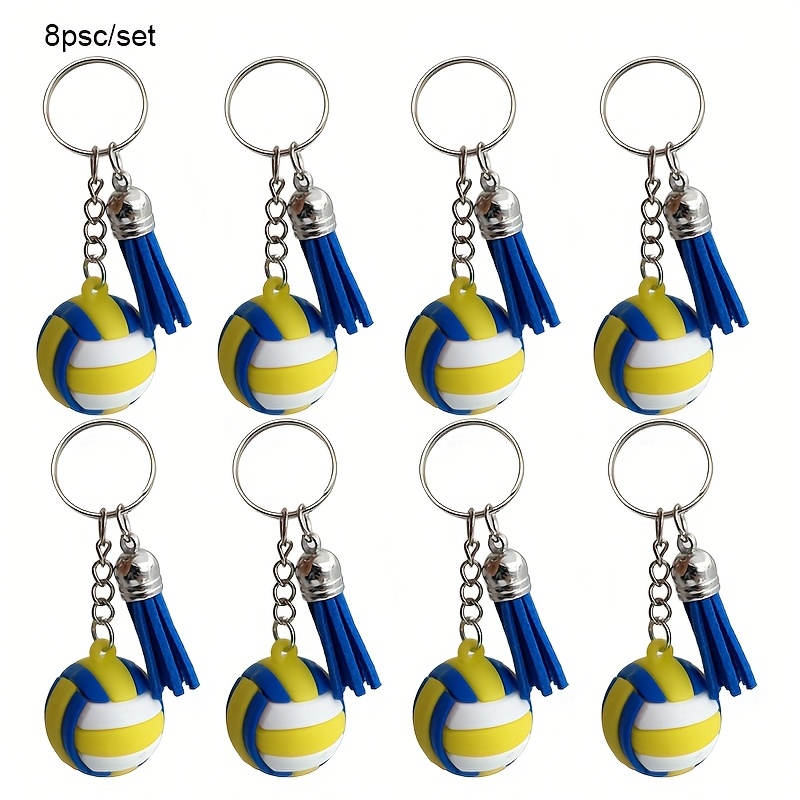 TEMU 8pcs Set Of Tassel Pendants Featuring 3d Volleyball Keychains, Stylish Additions For Cars And Bags, Car Keys, Designed With Theme, An Ideal Gift