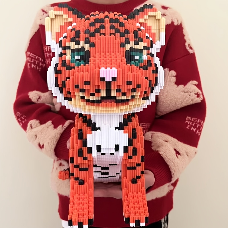 Fine Micro Building Blocks Parent-Child Assembly Tiger Model