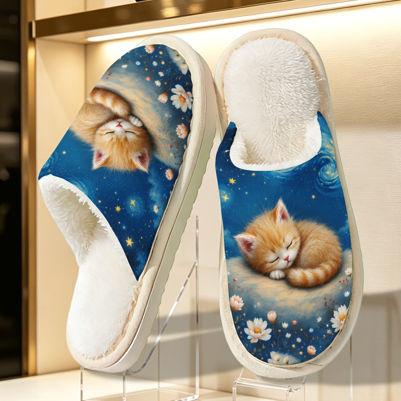 TEMU Couple Plush Thick Sole Slippers For Men And Women Indoor Cute Home Shoes Style Gift Soft Comfortable Full Slippers Versatile Daily For Family