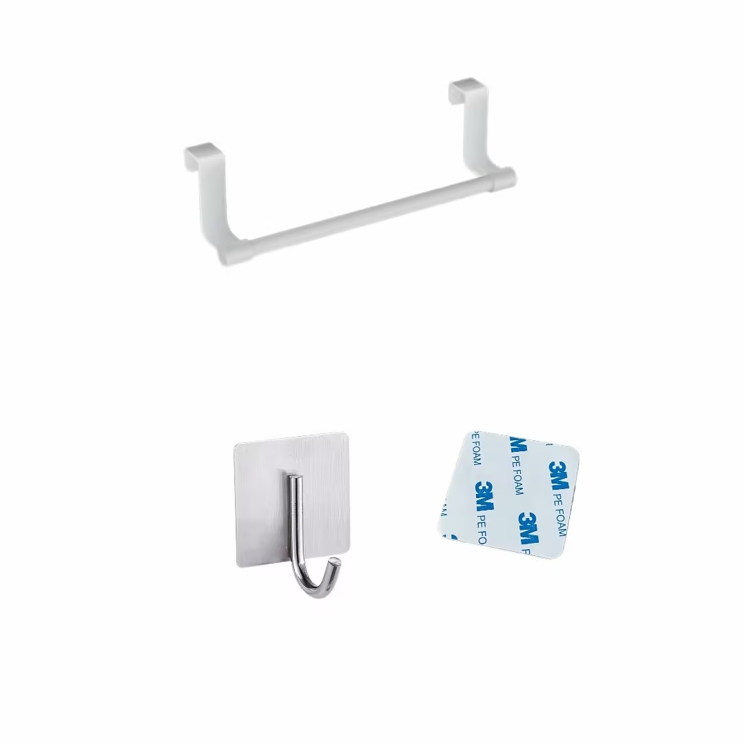 TEMU Set da 3 pezzi: Portasciugamani + Ganci + Portasciugamani adesivo da cucina, Portasciugamani a da su ante 'armadietto, Specificamente per
