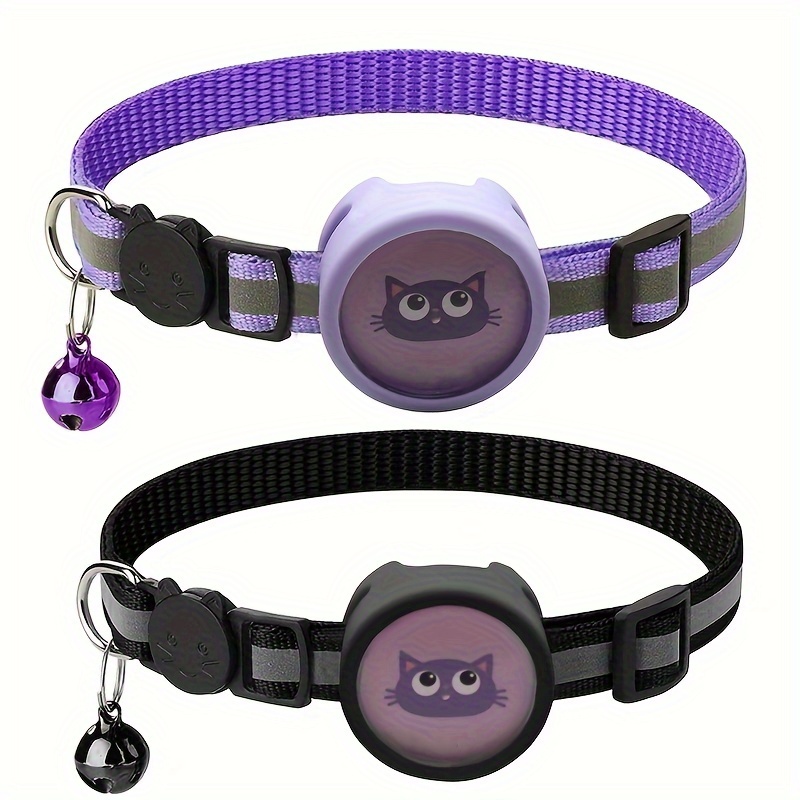 Collier Airtag Cat - Airtag réfléchissant - Avec porte-collier pour chat -  Compatible avec Apple Airtag pour chats, chiots (violet)