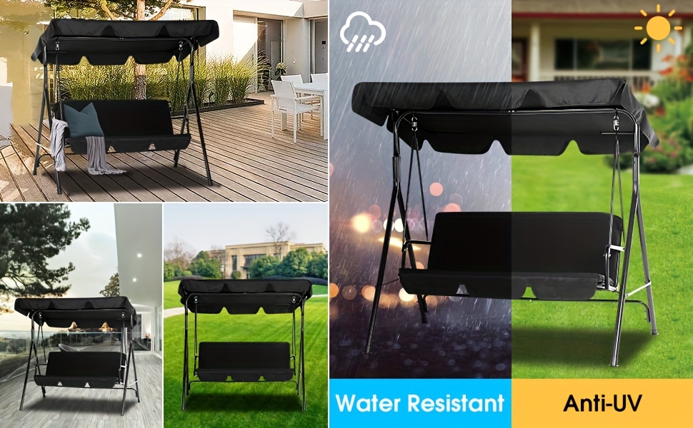 YODOLLA Outdoor Swing Chairs, 2-Person Glider Bench with Detachable Cushion And Adjustable Canopy, Ideal for Garden, Poolside, And Backyard